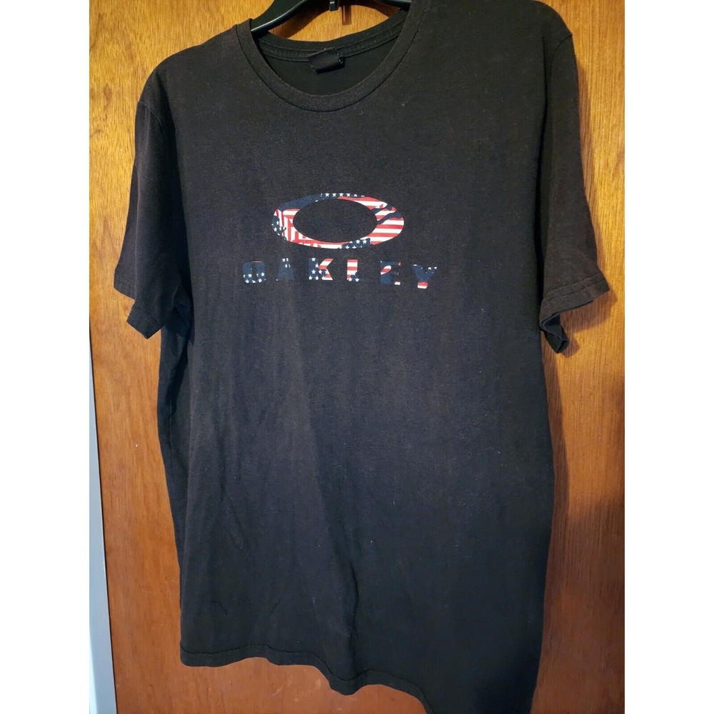 Oakley Mens USA Flag Ellipse Tee Short Sleeve T Shirt Black L LOGO O SS